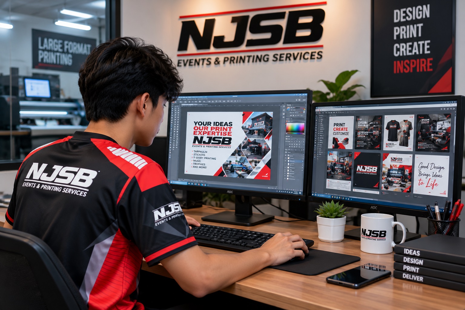 Intern preparing a graphic layout